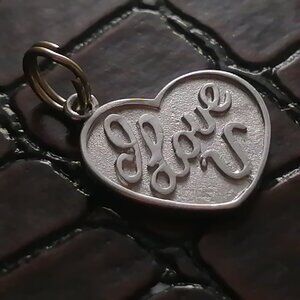 Sweet Little "I Love U" Heart-Shaped Charm/Pendant, Vintage